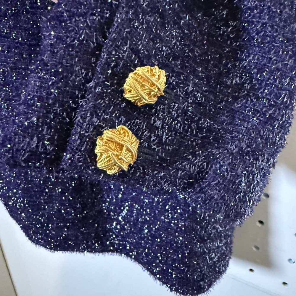 Escada Couture Tweed Blazer Women's 38 (6) Purple Sparkly Wool‎ Jacket Vintage - Picture 8 of 13